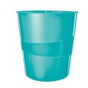 Kosz na śmieci WOW polistyren PS kolor: turkusowy 15L Leitz (52781051)