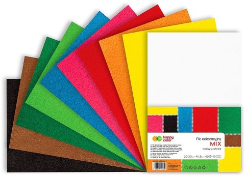 Filc kolor: mix 10 ark. [mm:] 200x300 Happy Color (HA 7150 2030-MIX)