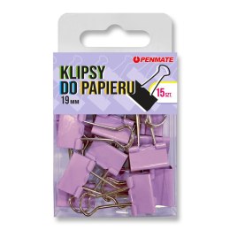 Klipsy do spinania dokumentów fiołkowe TT8320 metalowo-plastikowy 12 szt 19mm Penmate (klipsy kolorowe 19mm)