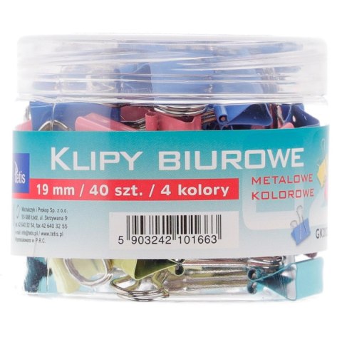 Klipsy do spinania dokumentów metal 40 szt 19mm Tetis (GK002-B) Klipsy do spinania dokumentów metal 40 szt 19mm Tetis (GK002-B)