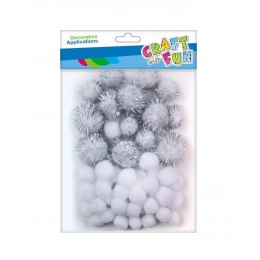 Pompony białe 50 szt Craft with Fun (463929)