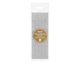 Słomka papierowe srebrne szlaczki 6x197mm/12 szt. 12 szt Godan (SG-RPSRSZ12)