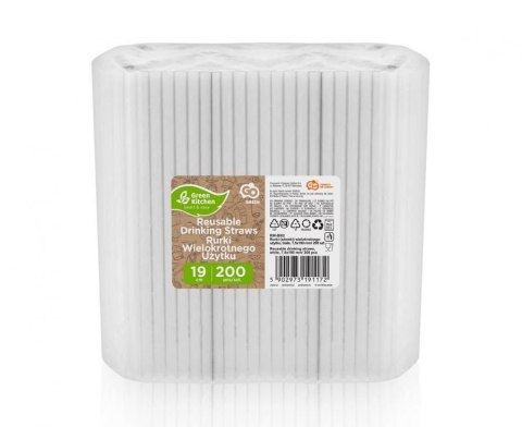 Słomka wielokrotnego użytku, białe, 7,5x190 mm/ 200 szt. 200 szt Godan (RW-BI02) Słomka wielokrotnego użytku, białe, 7,5x190 mm/ 200 szt. 200 szt Godan (RW-BI02)