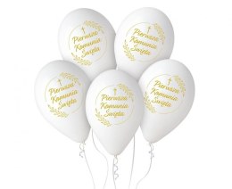 Balon gumowy Pierwsza Komunia Św. (kłosy) biały 320mm 13cal Godan (GS110/PKK/25)