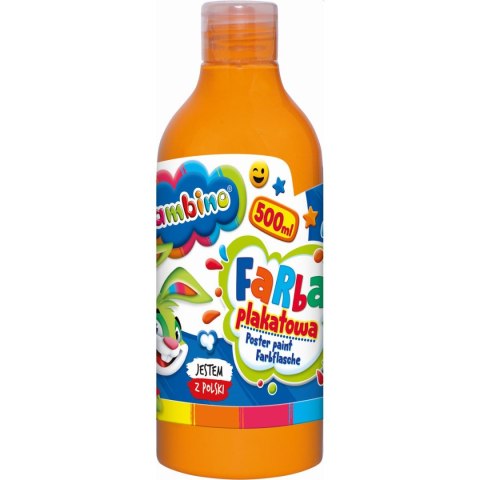 Farby plakatowe Bambino w butelce 500 ml kolor: pomarańczowy 500ml 1 kolor. Bambino (pomarańczowa)