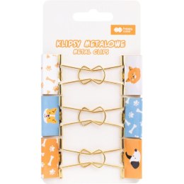 Klipsy do spinania dokumentów CAT&DOG, metal 6 szt Happy Color (HA 4821 01CD-WP6)