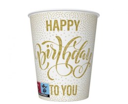 Kubek jednorazowy Happy Birthday Dotted Gold papier 250ml Godan (KM01_OG_055101)