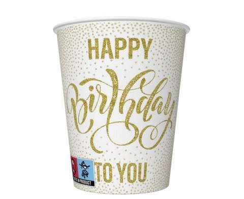 Kubek jednorazowy Happy Birthday Dotted Gold papier 250ml Godan (KM01_OG_055101) Kubek jednorazowy Happy Birthday Dotted Gold papier 250ml Godan (KM01_OG_055101)
