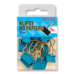 Klipsy do spinania dokumentów jasnoniebieskie TT8325 metal 19mm Penmate (19mm)
