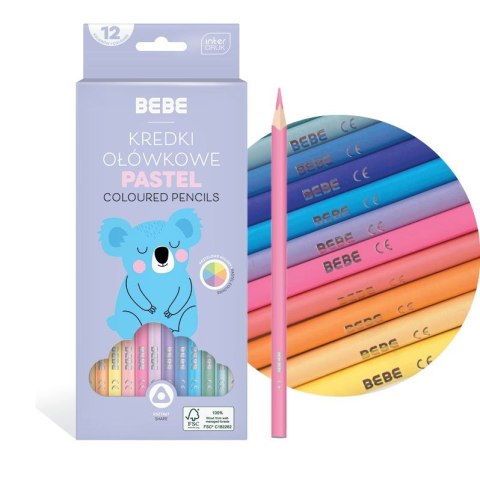 Kredki ołówkowe BB KIDS 12 kol trójkątne pastelowe 5902277329783 12 kol. Bebe (FSC100%)