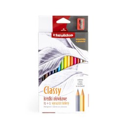 Kredki ołówkowe classy trójkątne z temperówką 12+2 Heykka (609007)