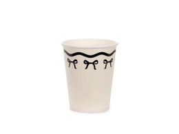Kubek jednorazowy z kokardkami, kremowo-czarne papier 220ml Partydeco ((1 op. / 6 szt.))