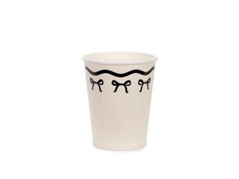 Kubek jednorazowy z kokardkami, kremowo-czarne papier 220ml Partydeco ((1 op. / 6 szt.)) Kubek jednorazowy z kokardkami, kremowo-czarne papier 220ml Partydeco ((1 op. / 6 szt.))