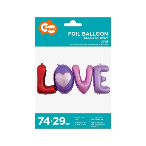 Balon foliowy Litery LOVE, 74x29 cm Godan (BF-LTLV) Balon foliowy Litery LOVE, 74x29 cm Godan (BF-LTLV)
