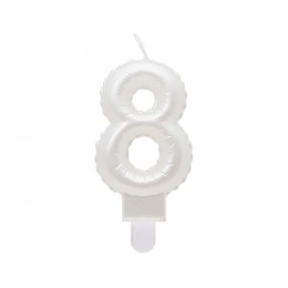 Świeczka urodzinowa cyferka 8, perłowa biała, 7 cm Godan (SF-PBI8)