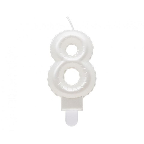 Świeczka urodzinowa cyferka 8, perłowa biała, 7 cm Godan (SF-PBI8)