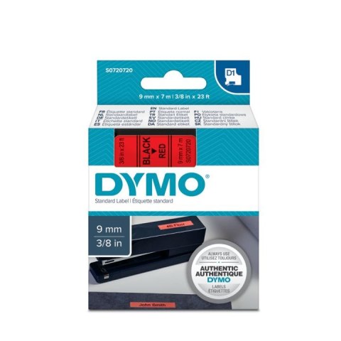 Taśma Dymo D1 9mm x 7m czerwona/czarny nadruk Taśma Dymo D1 9mm x 7m czerwona/czarny nadruk