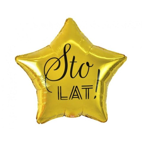 Balon foliowy Sto Lat, gwiazda złota, nadruk czarny 19cal Godan (FG-GSLC) Balon foliowy Sto Lat, gwiazda złota, nadruk czarny 19cal Godan (FG-GSLC)