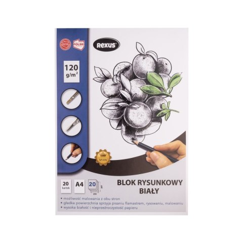 Blok rysunkowy biały premium A4 biały 20k Rexus (5154) Blok rysunkowy biały premium A4 biały 20k Rexus (5154)