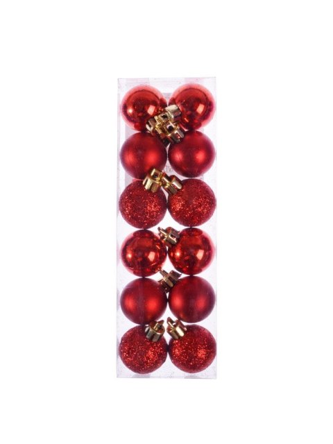 Bombki mini 12szt. czerwone 2,5cm plastik Arpex (BN6196CZE) Bombki mini 12szt. czerwone 2,5cm plastik Arpex (BN6196CZE)