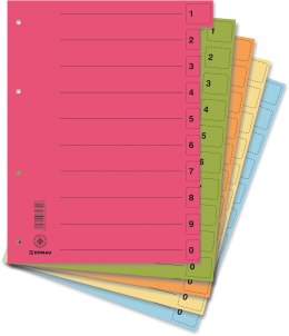 Przekładka numeryczna A4 mix kolorów 250g 10k 0-9 Donau (8611001S-99)