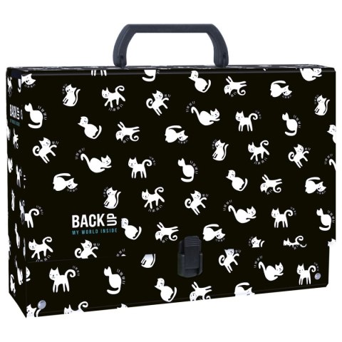 Teczka z szerokim grzbietem na klips Koty A4 czarno-biała Derform (TRGB4A34)