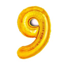 Balon foliowy cyfra 9 złota 82cm Go Party (BCF-955-9)