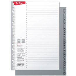 Przekładka numeryczna A4 szara 120g 31k 1-31 Berlingo (226203)