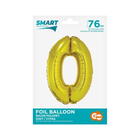 Balon foliowy Smart cyfra 0 złota 76cm Godan (CH-SZL0) Balon foliowy Smart cyfra 0 złota 76cm Godan (CH-SZL0)