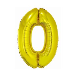 Balon foliowy Smart cyfra 0 złota 76cm Godan (CH-SZL0)