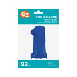 Balon foliowy balon foliowy niebieski cyfra 1 35cal Godan (FG-C85n1)