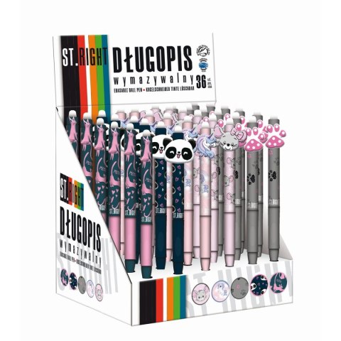 Długopis St.Right wymazywalny dziewczęcy 36 szt displ Bambino (5903235657856)