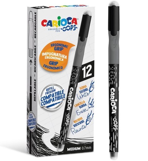 Długopis wymazywalny Oops czarny 0,7mm Carioca (160-2516) Długopis wymazywalny Oops czarny 0,7mm Carioca (160-2516)