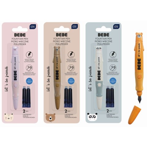Pióro tłoczkowe 2 naboje niebieskie Bebe Pióro tłoczkowe 2 naboje niebieskie Bebe