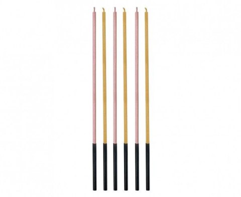Świeczka urodzinowa metaliczne, róż/złoty, 3x3x170mm, 6szt Godan (7C-SMRZ)