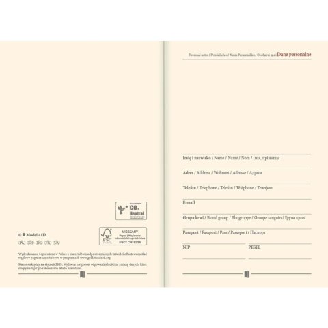 Kalendarz książkowy (terminarz) WYCINANKA B6 Lucrum (41DS)