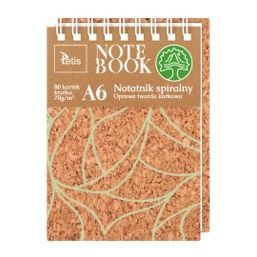 Kołozeszyt (kołonotatnik) A6/80K oprawa korkowa 5903242103421 A6 80k. 70g Tetis (KB050-KA6)
