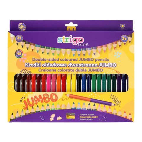 Kredki ołówkowe DWUKOLOROWE 24k JUMBO 5905658810726 48 kol. Strigo (SSC356)