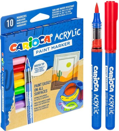 Marker specjalistyczny akrylowy z pędzelkiem 10 kol. Carioca (160-2550)