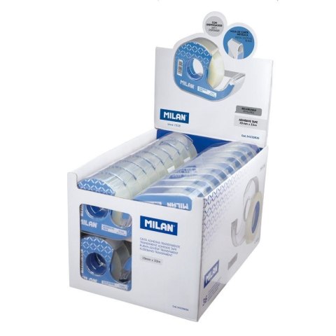 Taśma MILAN samoprzylepna krystaliczna 19 mm x 33 m z dyspenserem (3433D836) Taśma MILAN samoprzylepna krystaliczna 19 mm x 33 m z dyspenserem (3433D836)