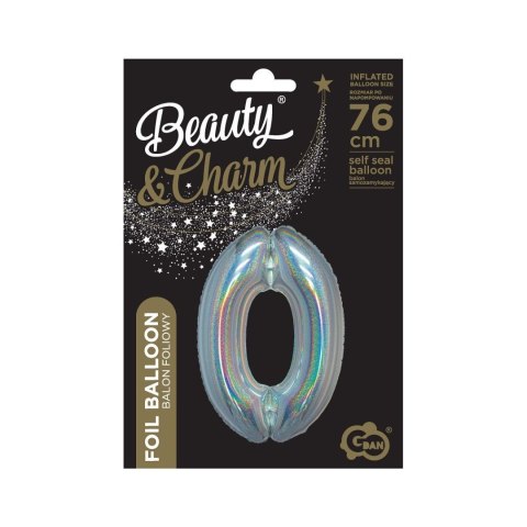 Balon foliowy Beauty&Charm Cyfra 0 holograficzna 76cm Godan (CH-BHS0) Balon foliowy Beauty&Charm Cyfra 0 holograficzna 76cm Godan (CH-BHS0)