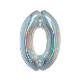 Balon foliowy Beauty&Charm Cyfra 0 holograficzna 76cm Godan (CH-BHS0)
