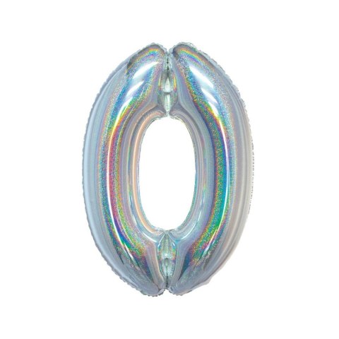Balon foliowy Beauty&Charm Cyfra 0 holograficzna 76cm Godan (CH-BHS0) Balon foliowy Beauty&Charm Cyfra 0 holograficzna 76cm Godan (CH-BHS0)