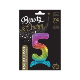Balon gumowy Beauty&Charm cyfra stojąca tęczowa tęczowy 30cal Godan (BC-AST5)