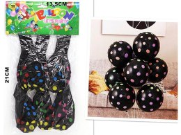 Balon gumowy w kropki 6szt. czarna Adar (570757)