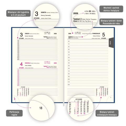 Kalendarz książkowy (terminarz) EKONOMICZNY A5 Press (DZIENNY)