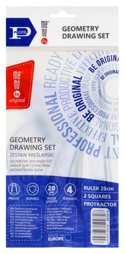 Komplet geometryczny zestaw kreślarski 4 el. Memoboards (MK 106-00) Komplet geometryczny zestaw kreślarski 4 el. Memoboards (MK 106-00)
