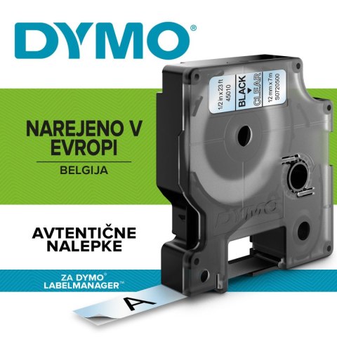 Taśma Dymo D1 12mm x 7m przezroczysta/czarny nadruk Taśma Dymo D1 12mm x 7m przezroczysta/czarny nadruk