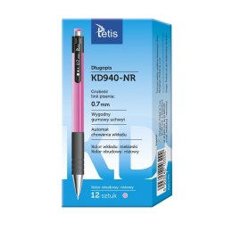 Długopis różowy 5903242103292 wkład niebieski 0,7mm Tetis (KD940-NR)