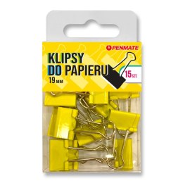 Klipsy do spinania dokumentów kanarkowe TT8322 metal 19mm Penmate (klipsy kolorowe 19mm)